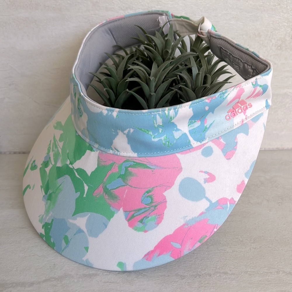 Adidas visor hat light blue pink floral one size fits all
